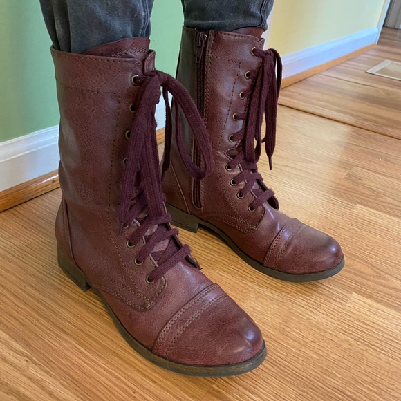 Maroon Combat Boots - Picture 7 of 9